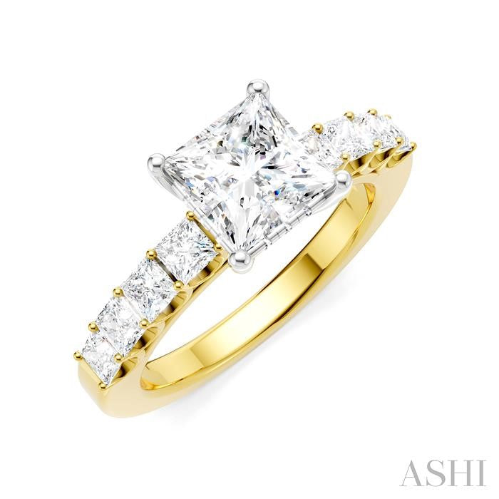 ASHI Princess Shape Semi-Mount Diamond Engagement Ring 195A2PPFHYW-SM-PN1