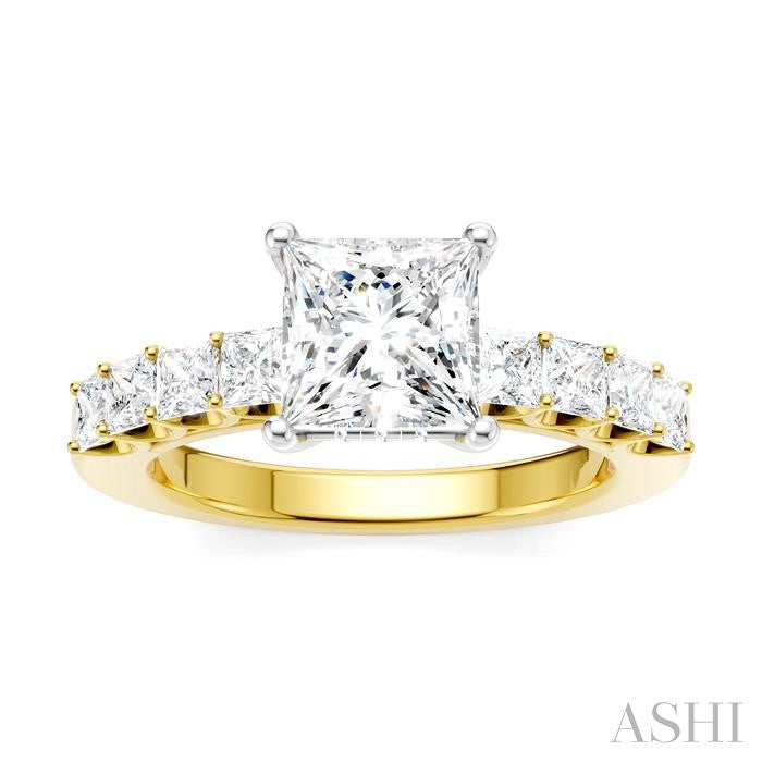 ASHI Princess Shape Semi-Mount Diamond Engagement Ring 195A2PPFHYW-SM-PN1