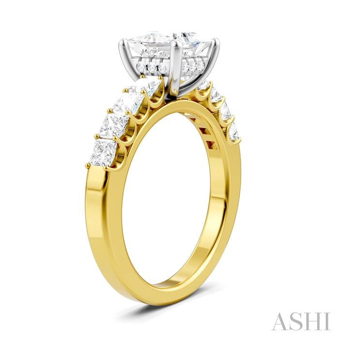 ASHI Princess Shape Semi-Mount Diamond Engagement Ring 195A2PPFHYW-SM-PN1