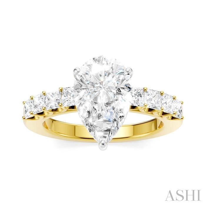 ASHI Pear Shape Semi-Mount Diamond Engagement Ring 195A2PPFHYW-SM-PR2