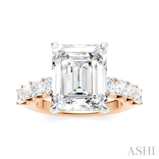 ASHI Emerald Shape Semi-Mount Diamond Engagement Ring 195ACPPFHPW-SM-EM4