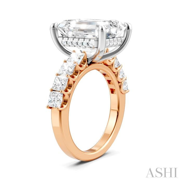ASHI Emerald Shape Semi-Mount Diamond Engagement Ring 195ACPPFHPW-SM-EM5