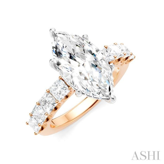 ASHI Marquise Shape Semi-Mount Diamond Engagement Ring 195ACPPFHPW-SM-MQ3