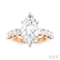 ASHI Marquise Shape Semi-Mount Diamond Engagement Ring 195ACPPFHPW-SM-MQ3