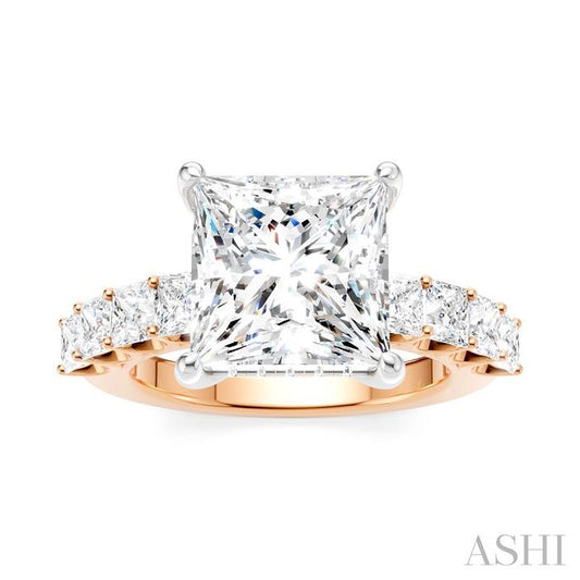 ASHI Princess Shape Semi-Mount Diamond Engagement Ring 195ACPPFHPW-SM-PN4