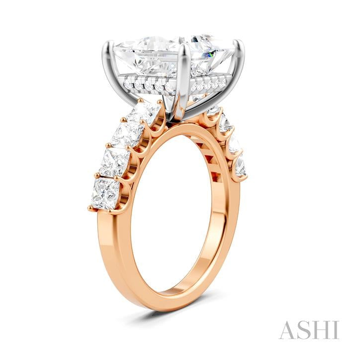 ASHI Princess Shape Semi-Mount Diamond Engagement Ring 195ACPPFHPW-SM-PN5