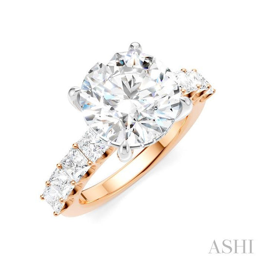 ASHI Round Shape Semi-Mount Diamond Engagement Ring 195ACPPFHPW-SM-RD4