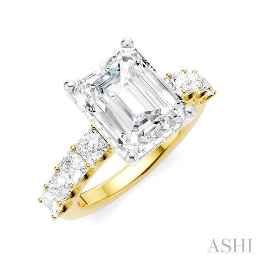 ASHI Emerald Shape Semi-Mount Diamond Engagement Ring 195ACPPFHYW-SM-EM3