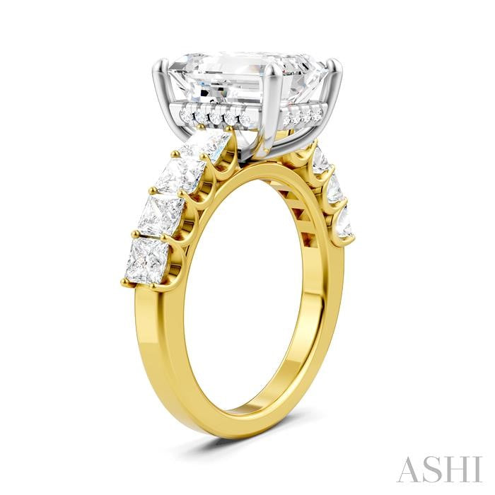 ASHI Emerald Shape Semi-Mount Diamond Engagement Ring 195ACPPFHYW-SM-EM3