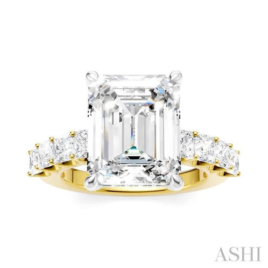 ASHI Emerald Shape Semi-Mount Diamond Engagement Ring 195ACPPFHYW-SM-EM4