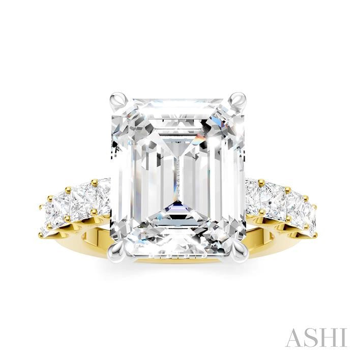 ASHI Emerald Shape Semi-Mount Diamond Engagement Ring 195ACPPFHYW-SM-EM5