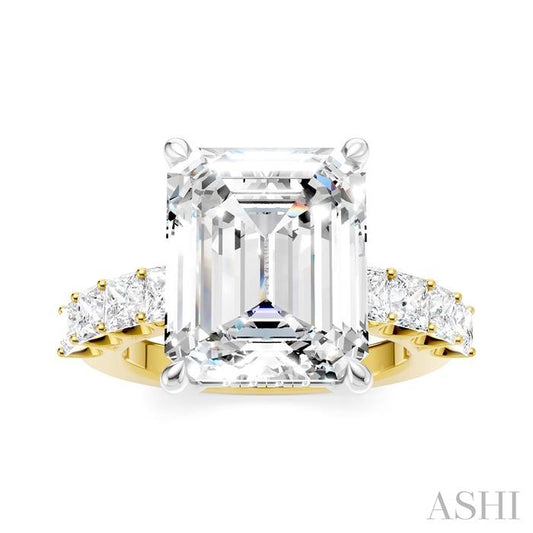 ASHI Emerald Shape Semi-Mount Diamond Engagement Ring 195ACPPFHYW-SM-EM5