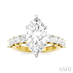 ASHI Marquise Shape Semi-Mount Diamond Engagement Ring 195ACPPFHYW-SM-MQ3