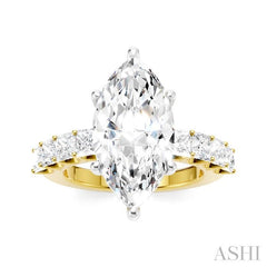 ASHI Marquise Shape Semi-Mount Diamond Engagement Ring 195ACPPFHYW-SM-MQ4