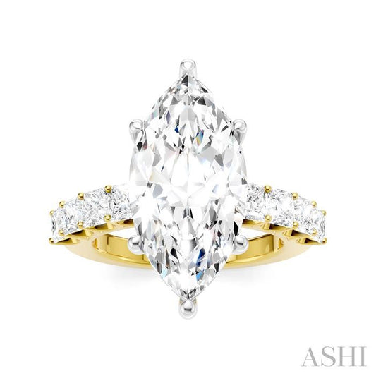 ASHI Marquise Shape Semi-Mount Diamond Engagement Ring 195ACPPFHYW-SM-MQ5