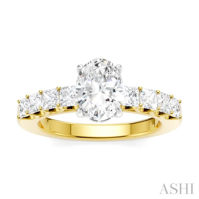 ASHI Oval Shape Semi-Mount Diamond Engagement Ring 195ACPPFHYW-SM-OV1
