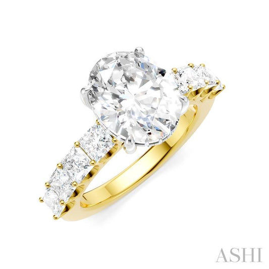 ASHI Oval Shape Semi-Mount Diamond Engagement Ring 195ACPPFHYW-SM-OV3