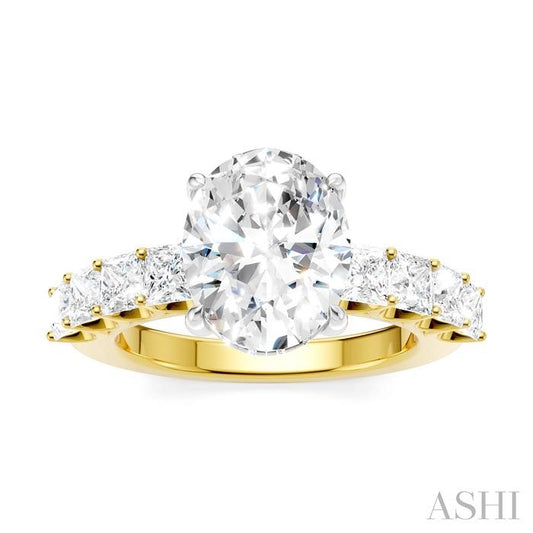 ASHI Oval Shape Semi-Mount Diamond Engagement Ring 195ACPPFHYW-SM-OV3