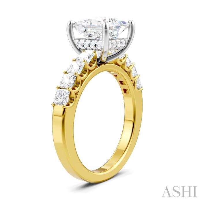 ASHI Princess Shape Semi-Mount Diamond Engagement Ring 195ACPPFHYW-SM-PN2