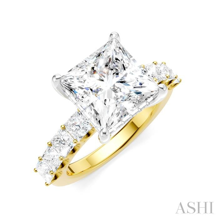ASHI Princess Shape Semi-Mount Diamond Engagement Ring 195ACPPFHYW-SM-PN4