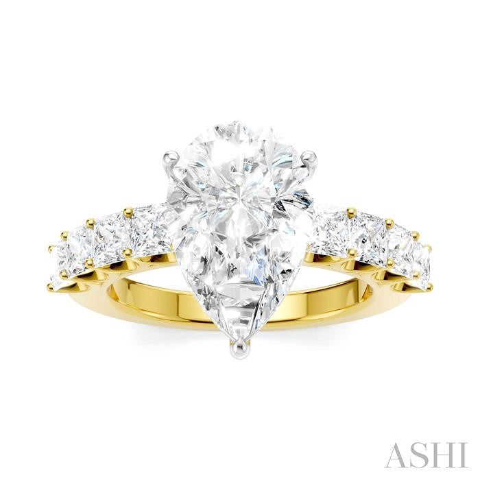 ASHI Pear Shape Semi-Mount Diamond Engagement Ring 195ACPPFHYW-SM-PR3