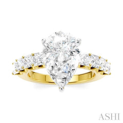 ASHI Pear Shape Semi-Mount Diamond Engagement Ring 195ACPPFHYW-SM-PR3