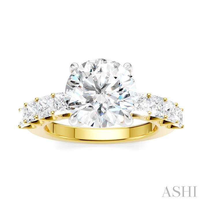 ASHI Round Shape Semi-Mount Diamond Engagement Ring 195ACPPFHYW-SM-RD3