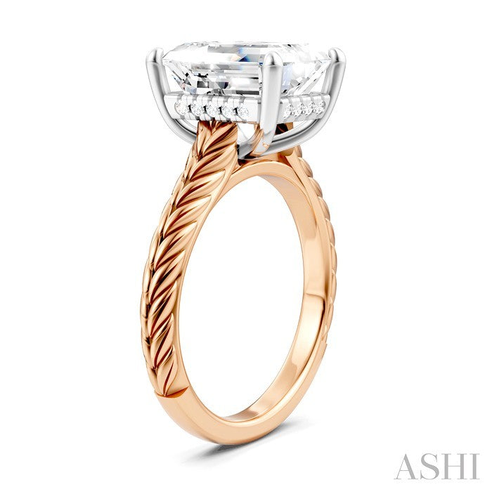 ASHI Emerald Shape Semi-Mount Diamond Engagement Ring 195B8PPFHPW-SM-EM3