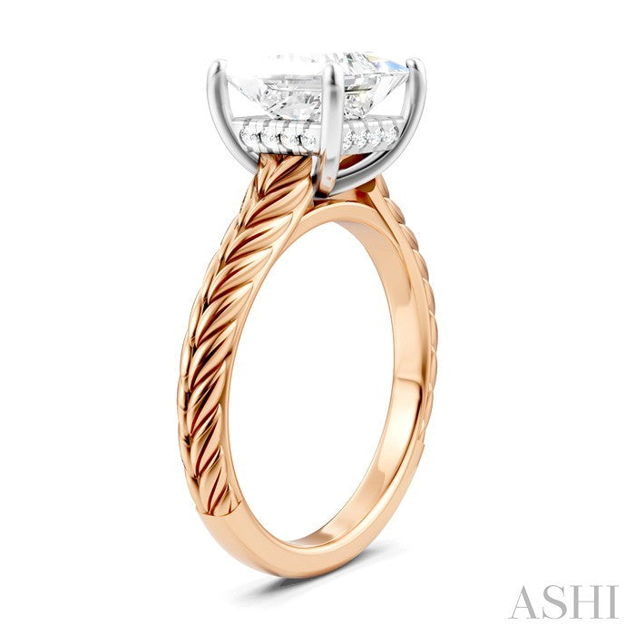 ASHI Princess Shape Semi-Mount Diamond Engagement Ring 195B8PPFHPW-SM-PN2