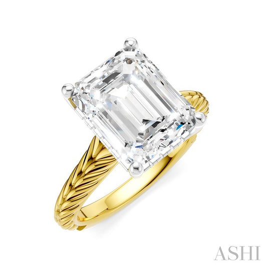 ASHI Emerald Shape Semi-Mount Diamond Engagement Ring 195B8PPFHYW-SM-EM3