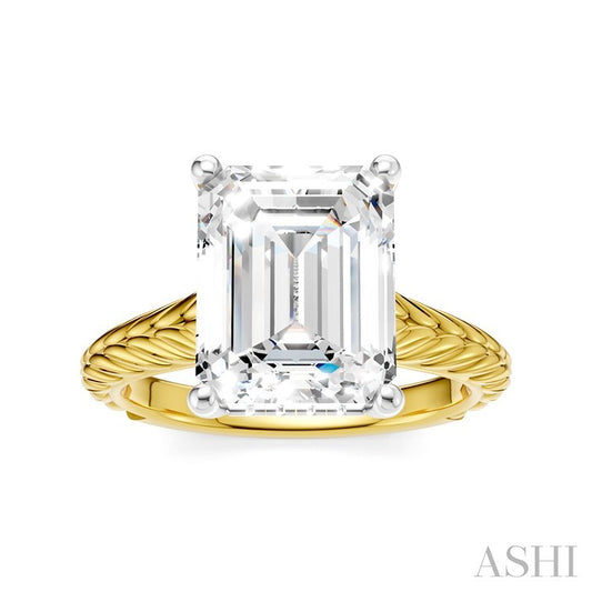 ASHI Emerald Shape Semi-Mount Diamond Engagement Ring 195B8PPFHYW-SM-EM3