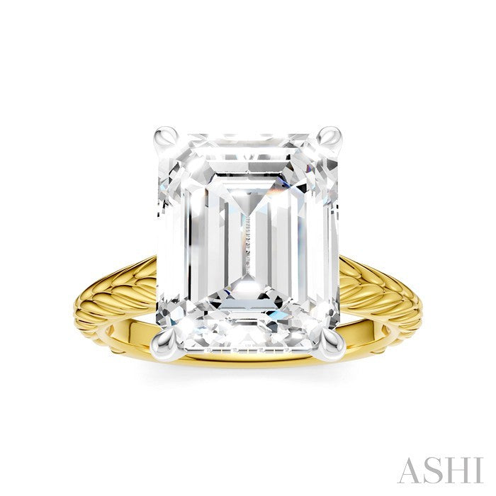 ASHI Emerald Shape Semi-Mount Diamond Engagement Ring 195B8PPFHYW-SM-EM4