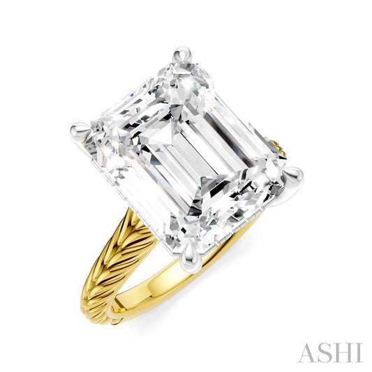 ASHI Emerald Shape Semi-Mount Diamond Engagement Ring 195B8PPFHYW-SM-EM5