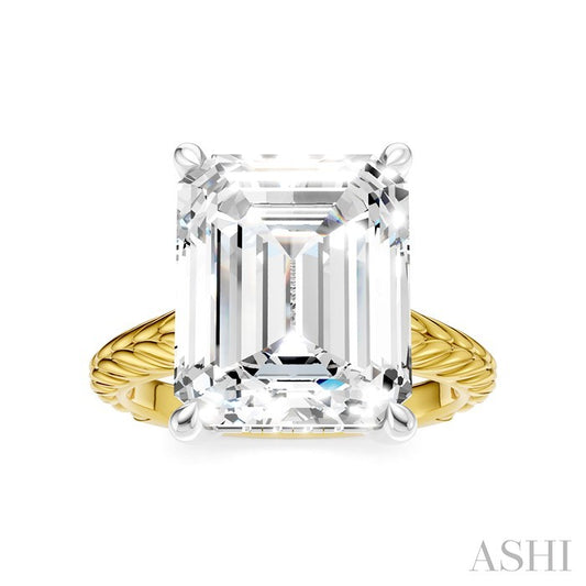ASHI Emerald Shape Semi-Mount Diamond Engagement Ring 195B8PPFHYW-SM-EM5