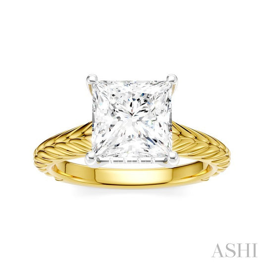 ASHI Princess Shape Semi-Mount Diamond Engagement Ring 195B8PPFHYW-SM-PN2