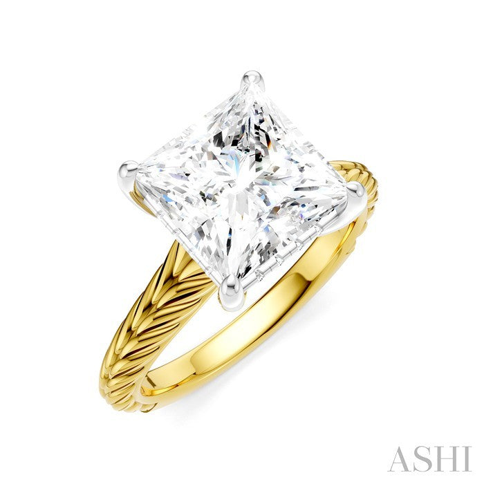 ASHI Princess Shape Semi-Mount Diamond Engagement Ring 195B8PPFHYW-SM-PN3