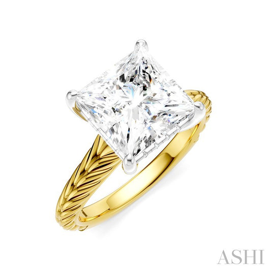 ASHI Princess Shape Semi-Mount Diamond Engagement Ring 195B8PPFHYW-SM-PN3