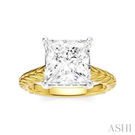 ASHI Princess Shape Semi-Mount Diamond Engagement Ring 195B8PPFHYW-SM-PN3