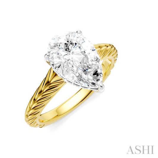 ASHI Pear Shape Semi-Mount Diamond Engagement Ring 195B8PPFHYW-SM-PR2
