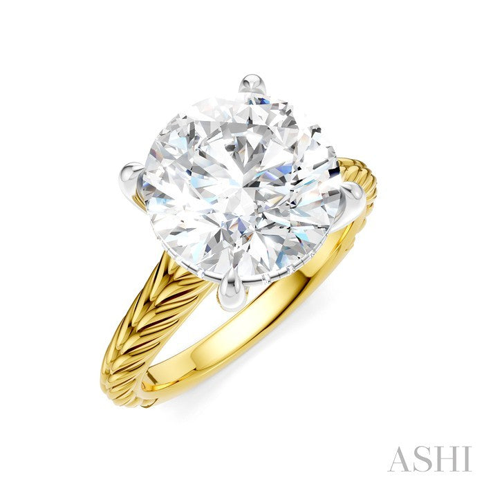 ASHI Round Shape Semi-Mount Diamond Engagement Ring 195B8PPFHYW-SM-RD4