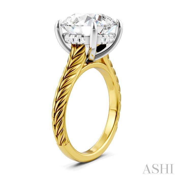 ASHI Round Shape Semi-Mount Diamond Engagement Ring 195B8PPFHYW-SM-RD5