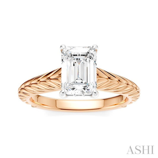 ASHI Emerald Shape Semi-Mount Diamond Engagement Ring 195B9PPFHPW-SM-EM1
