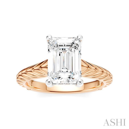 ASHI Emerald Shape Semi-Mount Diamond Engagement Ring 195B9PPFHPW-SM-EM2