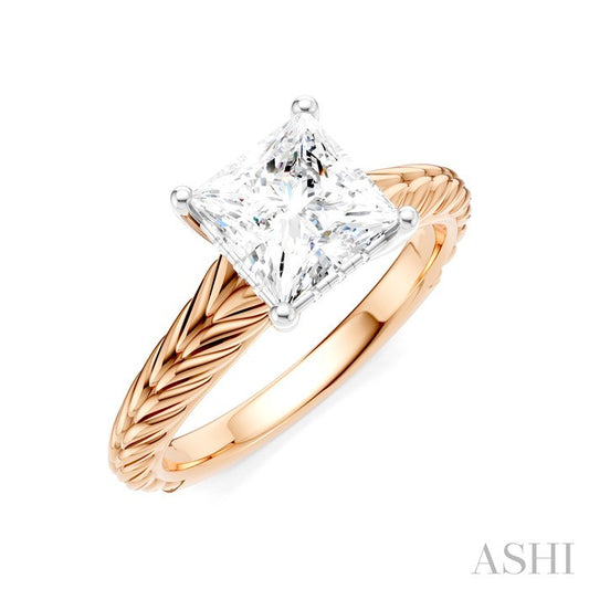 ASHI Princess Shape Semi-Mount Diamond Engagement Ring 195B9PPFHPW-SM-PN1