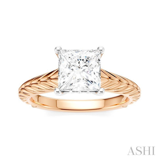 ASHI Princess Shape Semi-Mount Diamond Engagement Ring 195B9PPFHPW-SM-PN1