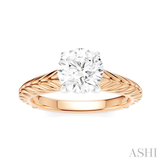 ASHI Round Shape Semi-Mount Diamond Engagement Ring 195B9PPFHPW-SM-RD1