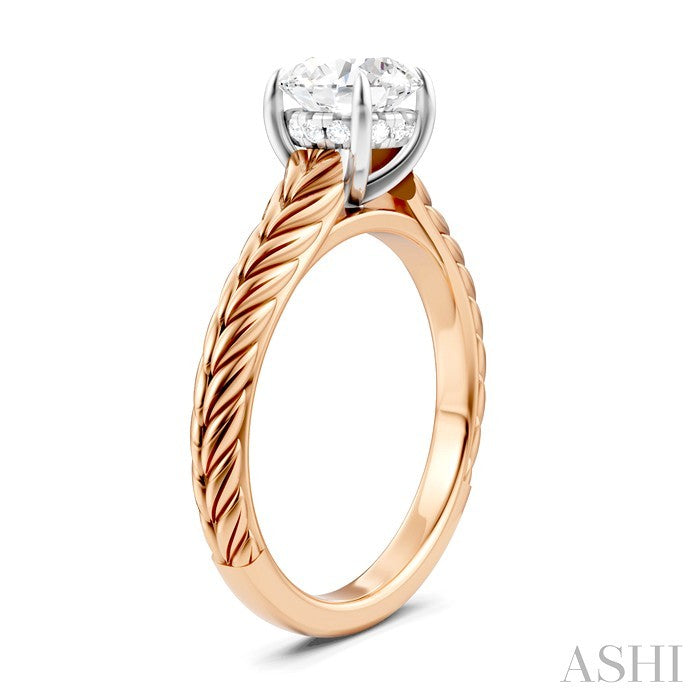ASHI Round Shape Semi-Mount Diamond Engagement Ring 195B9PPFHPW-SM-RD1
