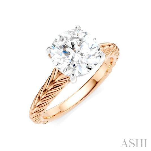 ASHI Round Shape Semi-Mount Diamond Engagement Ring 195B9PPFHPW-SM-RD2