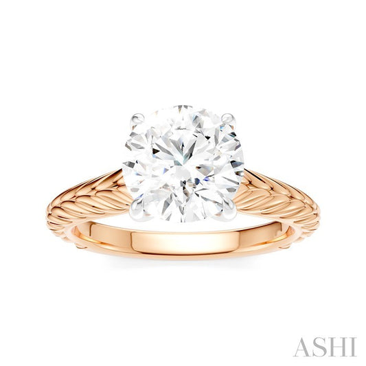 ASHI Round Shape Semi-Mount Diamond Engagement Ring 195B9PPFHPW-SM-RD2