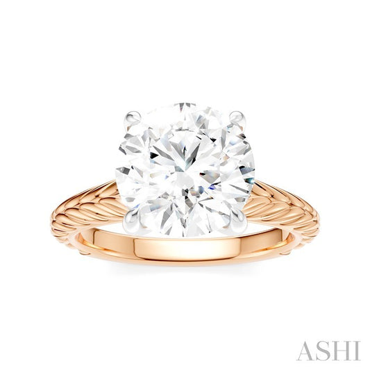 ASHI Round Shape Semi-Mount Diamond Engagement Ring 195B9PPFHPW-SM-RD3